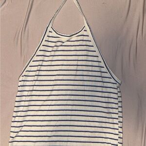 American Eagle Blue & White striped halter top